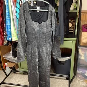 PINK Victoria's Secret Sparkle Black Long-Sleeve Jumpsuit